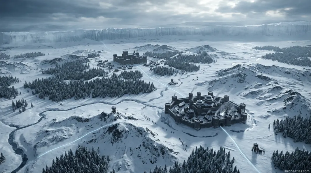 House Umber map regional map view showing Last Hearth, Winterfell, The Wall