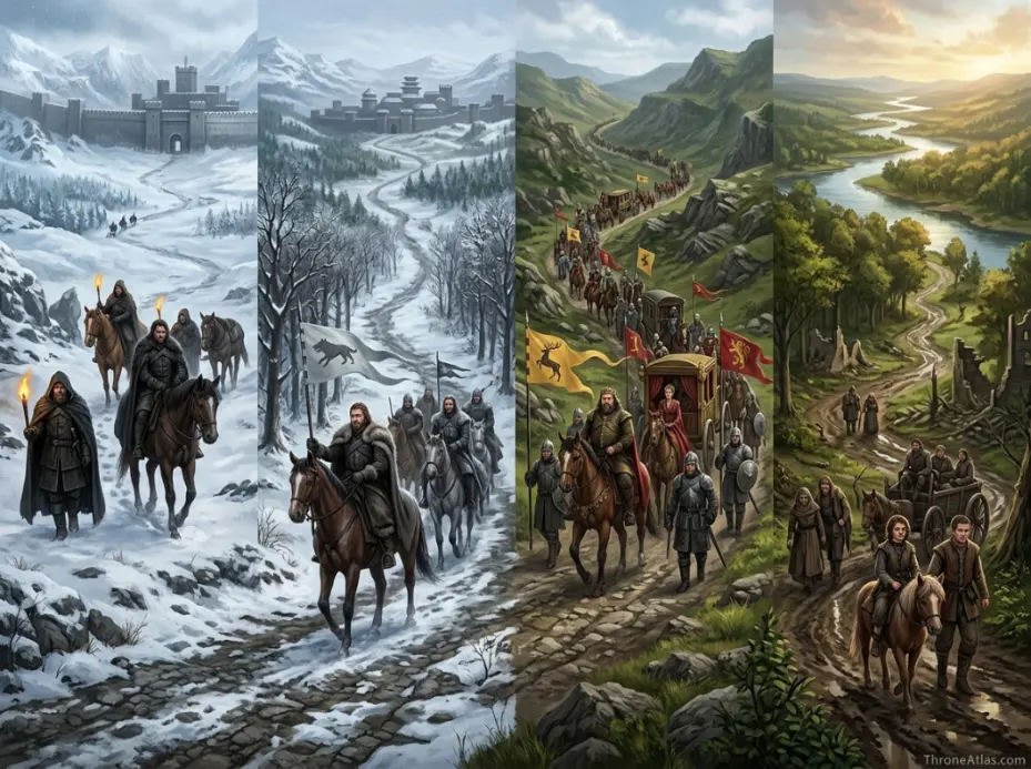 Kingsroad map map position with connected Westeros routes