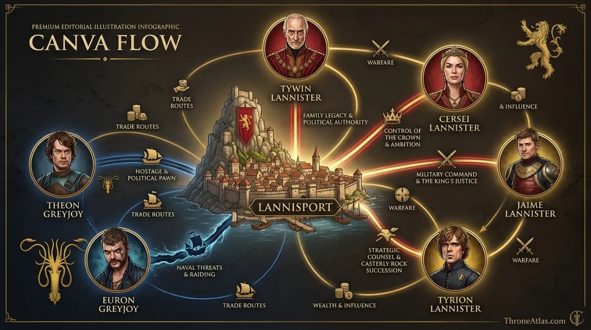 Lannisport map route and region context in Westeros