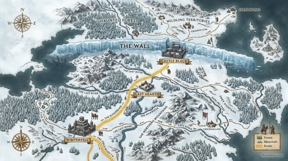 Last Hearth map regional overview with nearby Westeros landmarks