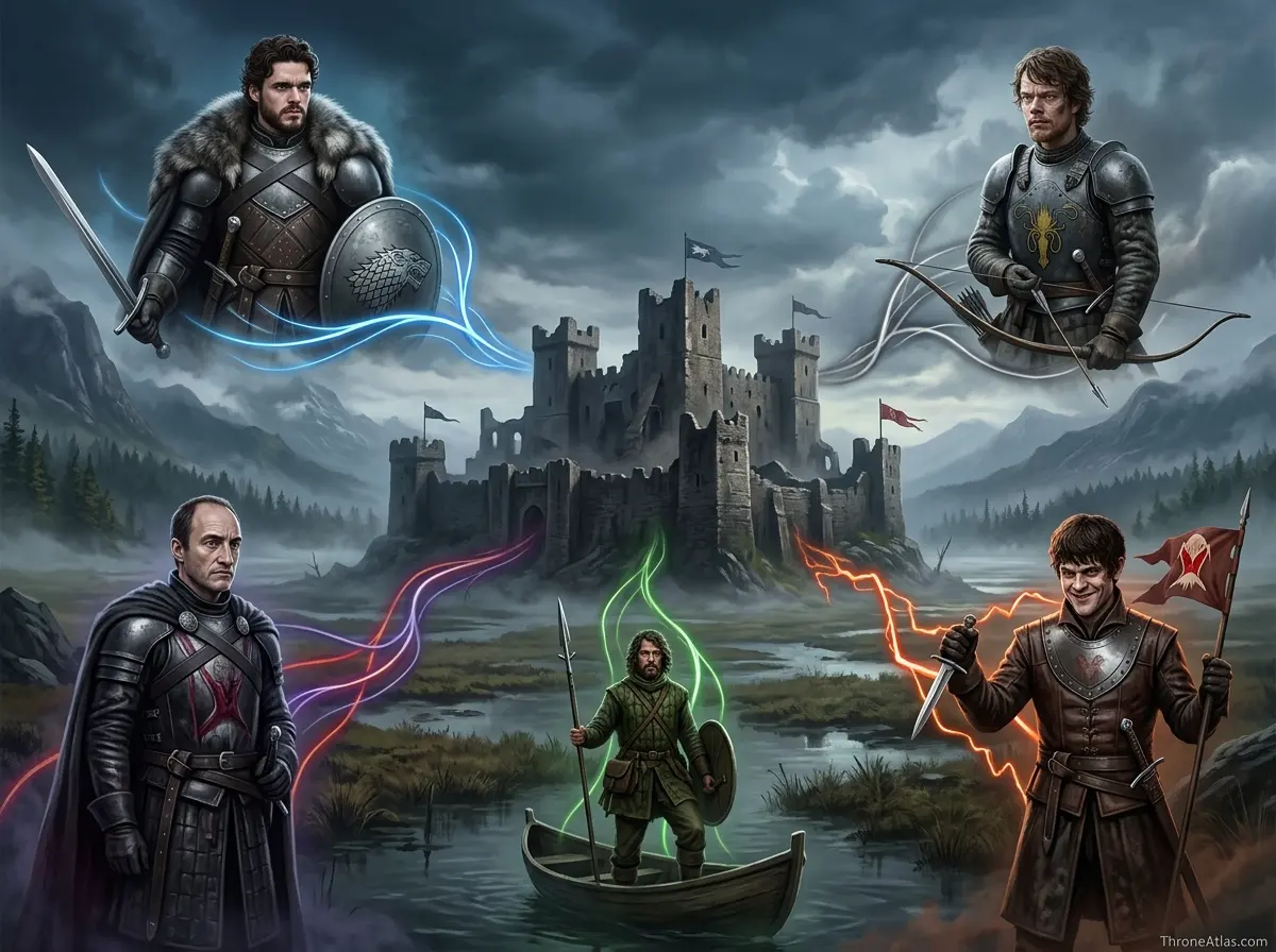 Moat Cailin map map position with connected Westeros routes