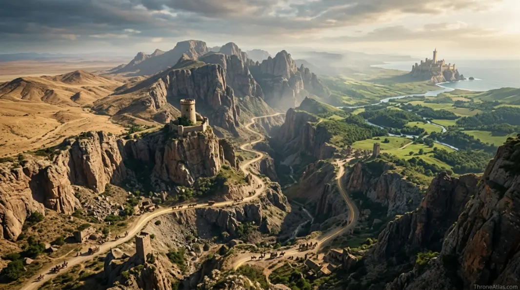 Prince&rsquo;s Pass map cinematic atlas background for Dorne / Red Mountains