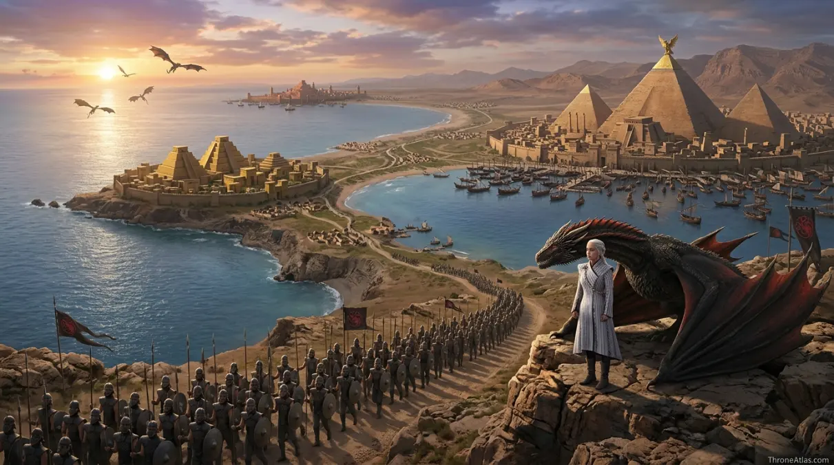Slaver&rsquo;s Bay map mood image showing ancient desert city walls for Astapor Yunkai and Meereen