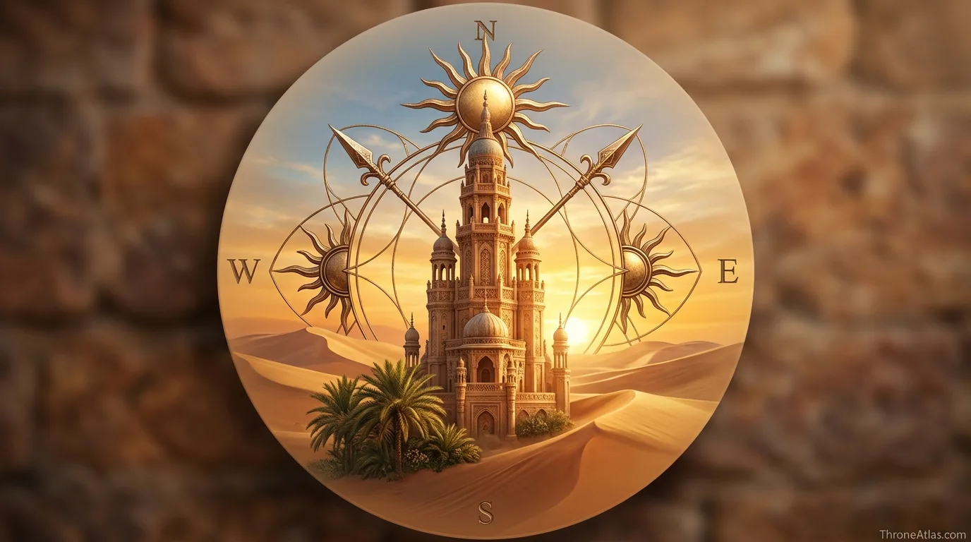 Round compass-style image for Sunspear map and Dorne geography