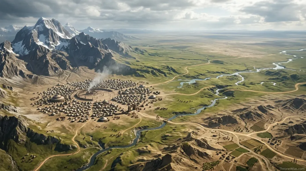 Vaes Dothrak map compass and route orientation for Central Essos