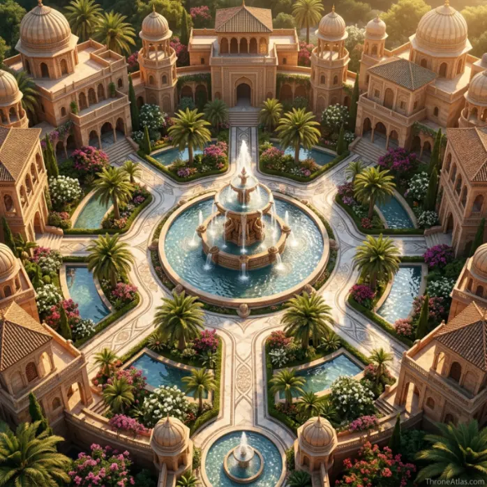 Round compass-style image for Water Gardens map and Dorne geography