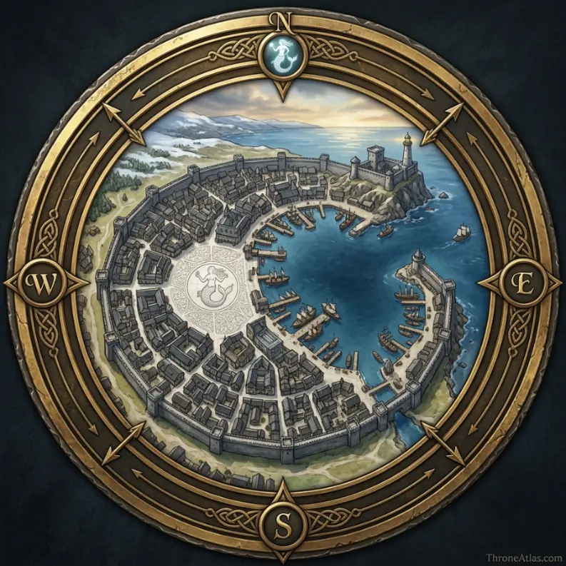 White Harbor map compass rose for ThroneAtlas map reading
