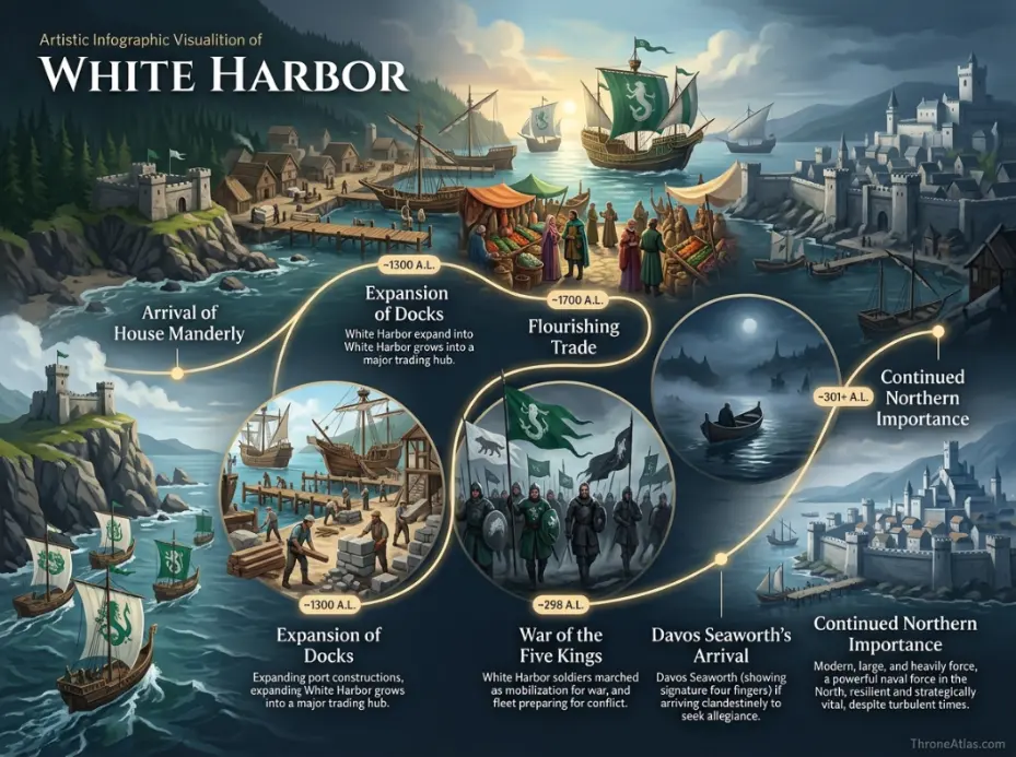White Harbor Map route overlay with connected houses and story movement
