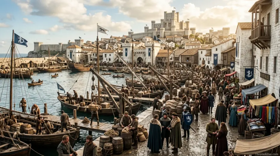 White Harbor map regional overview with nearby Westeros landmarks