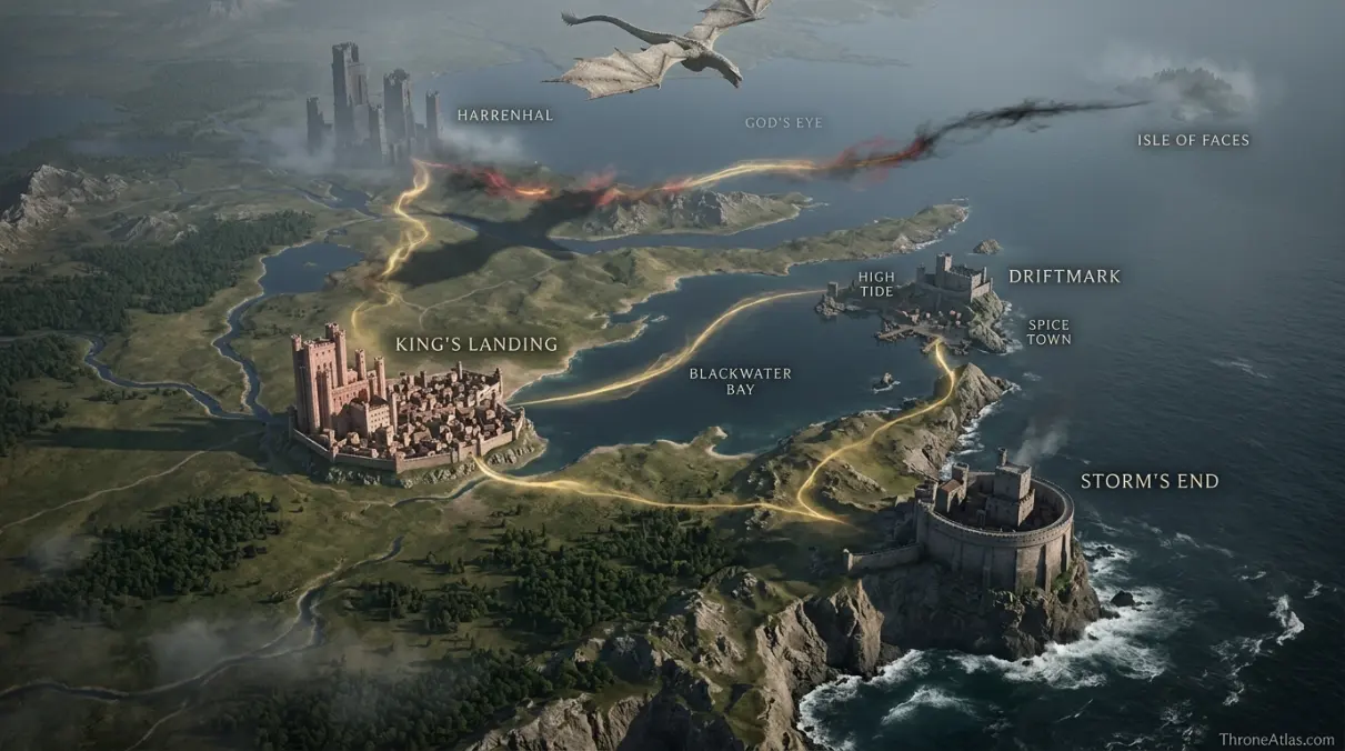 Aemond Targaryen journey map wide atlas route across Westeros and Essos