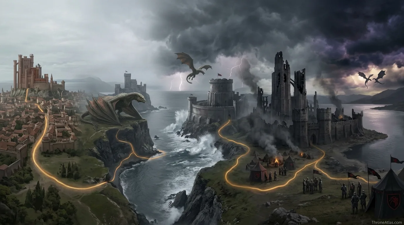 Aemond Targaryen journey map Crownlands and capital connection