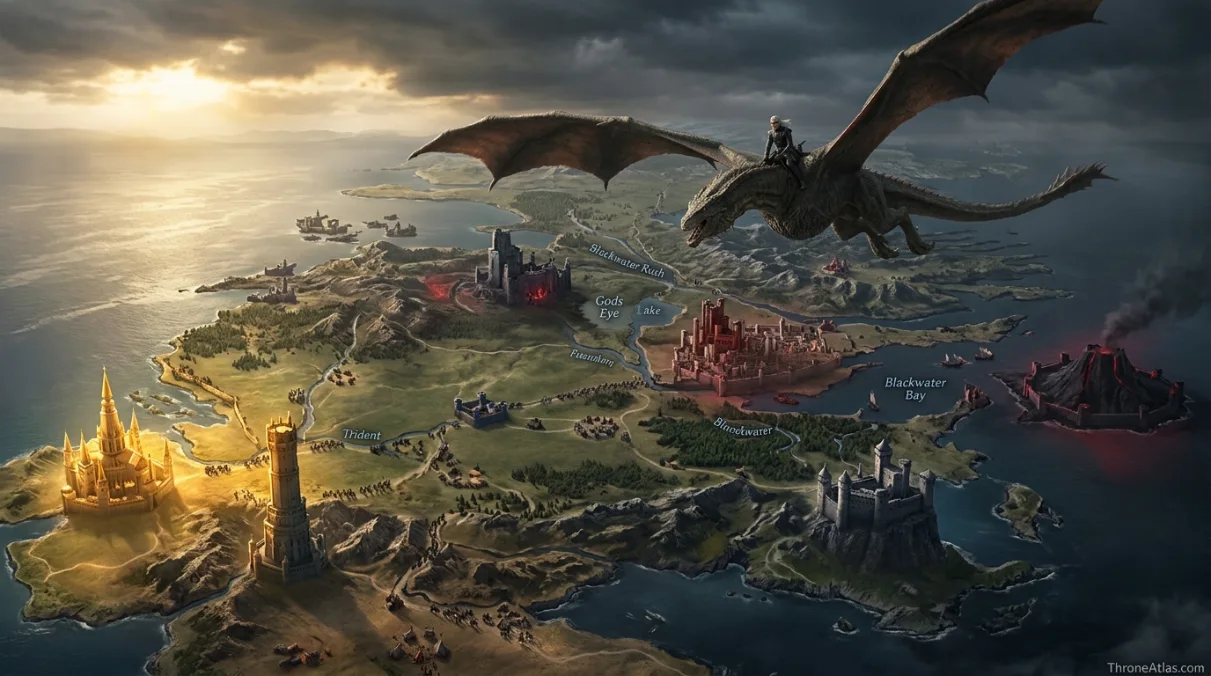 Aemond Targaryen journey map Riverlands road and political crossing