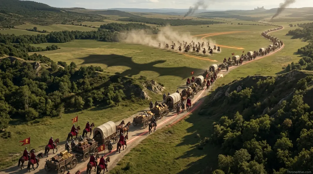Battle of the Goldroad map with surrounding Westeros geography and connected regions