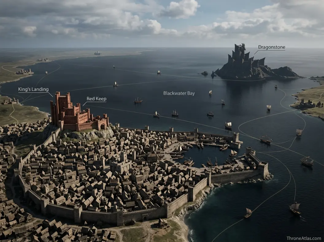 Detailed Crownlands map with King's Landing, Blackwater Bay, Dragonstone, Driftmark and surrounding royal territories