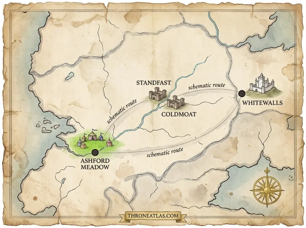 Dunk and Egg journey map showing their travels across the Seven Kingdoms