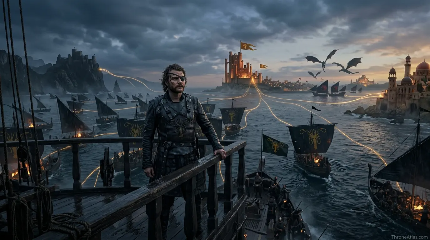 Euron Greyjoy route map Riverlands road and political crossing