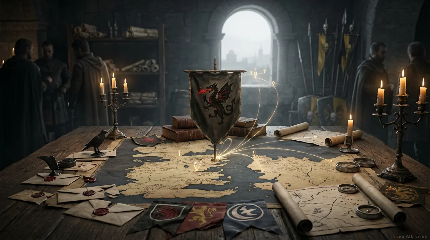 House Blackfyre map showing No stable Westeros seat and connected regional routes