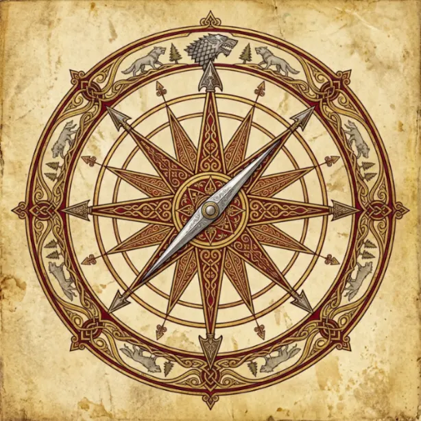 Compass rose for reading the House Glover map