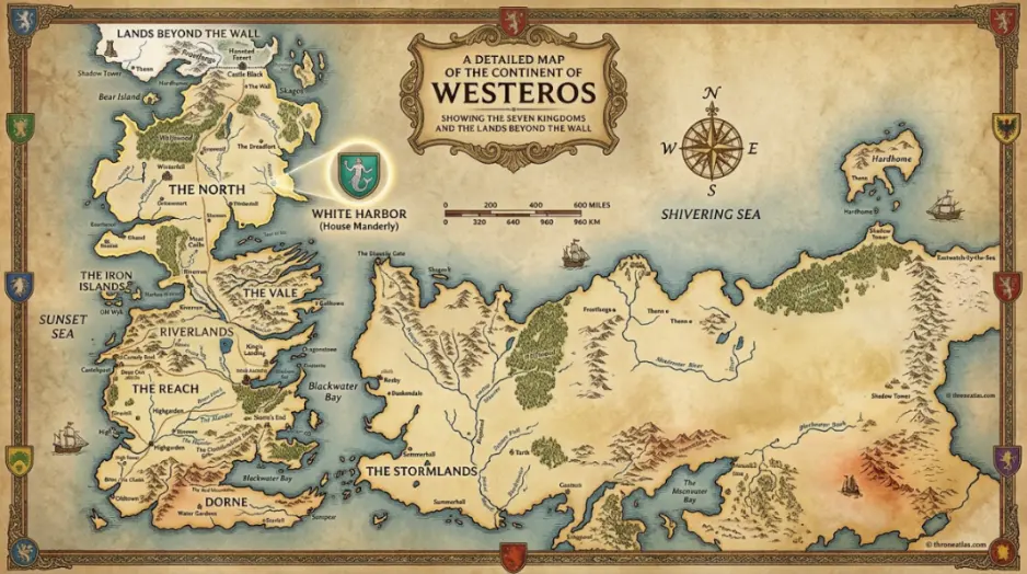 House Manderly map wide geography showing The North and nearby powers