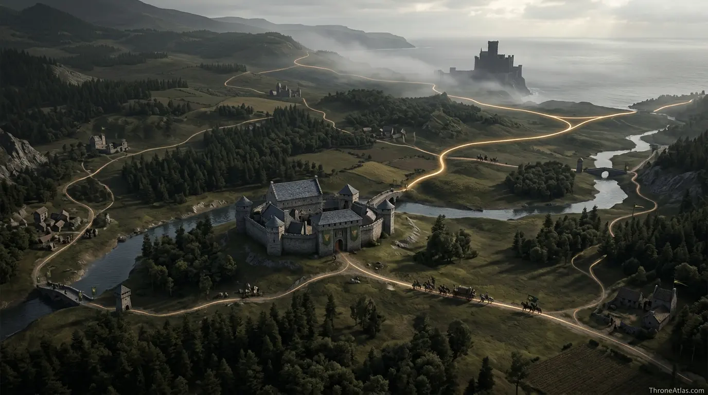 House Selmy map with surrounding Westeros geography and connected regions