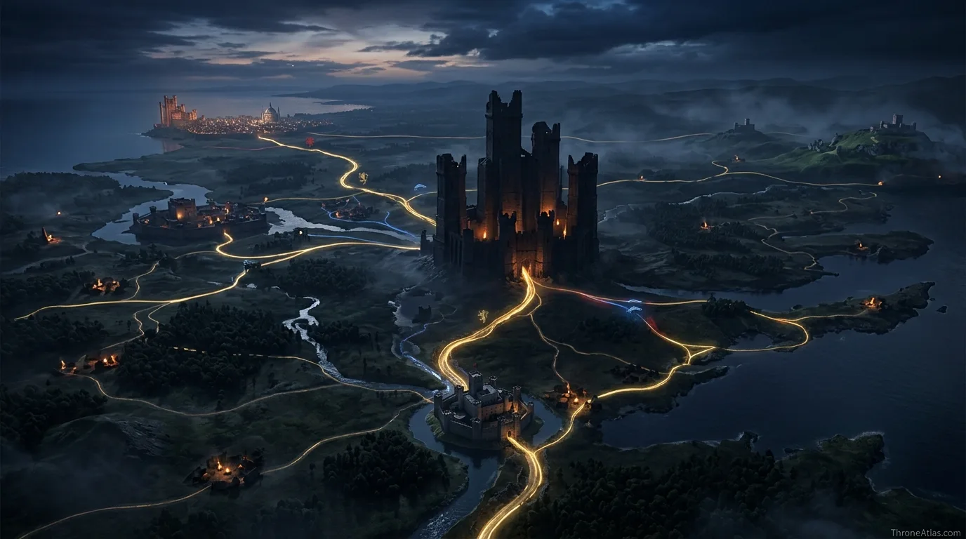 House Strong map wide geography showing The Riverlands and nearby powers