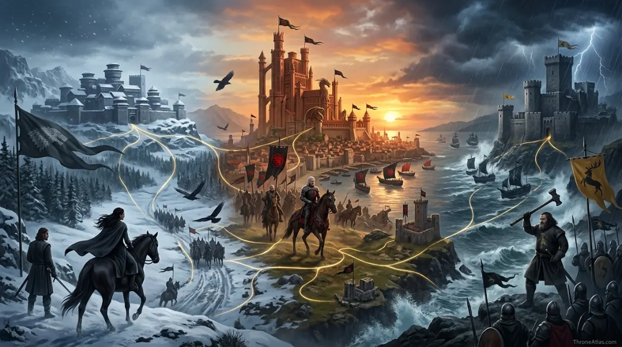 Lyanna Stark locations map Riverlands road and political crossing