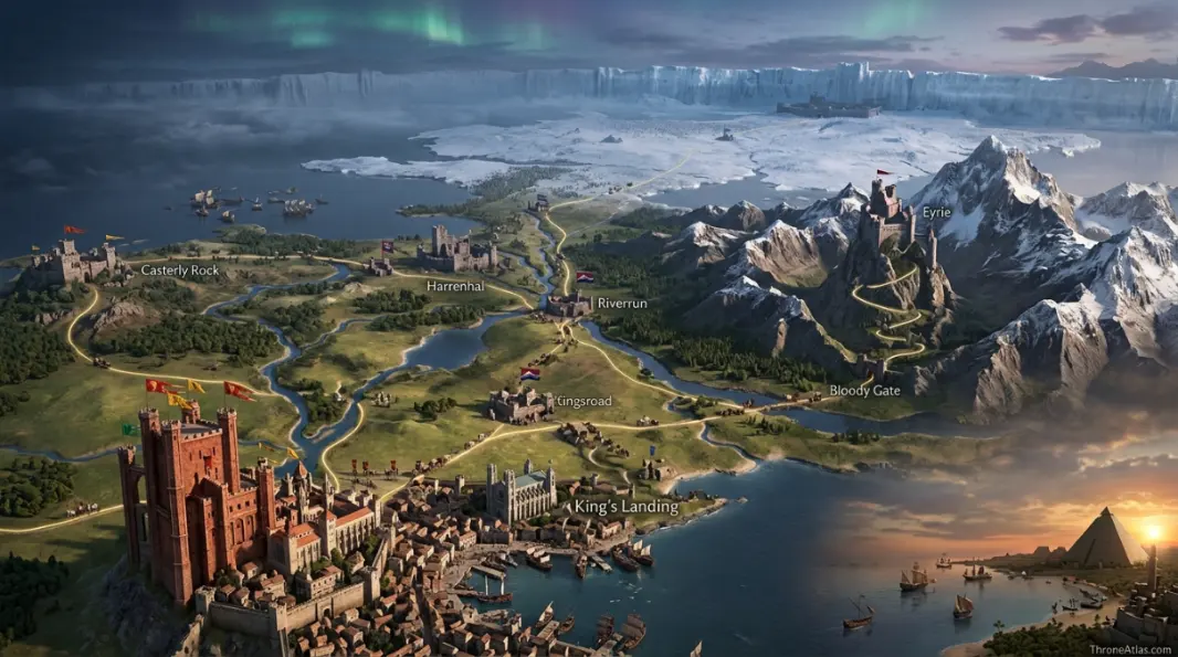 Map of Game of Thrones Season 4 interactive map base with route anchors