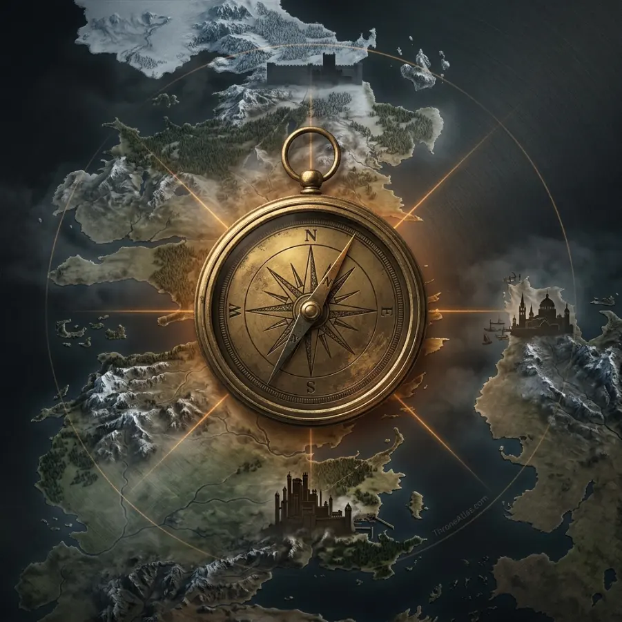 Map of Game of Thrones Season 5 compass rose orientation