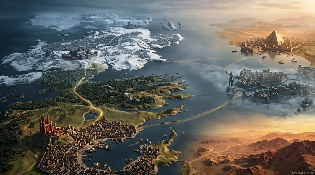 Map of Game of Thrones Season 5 complete atlas image with major locations