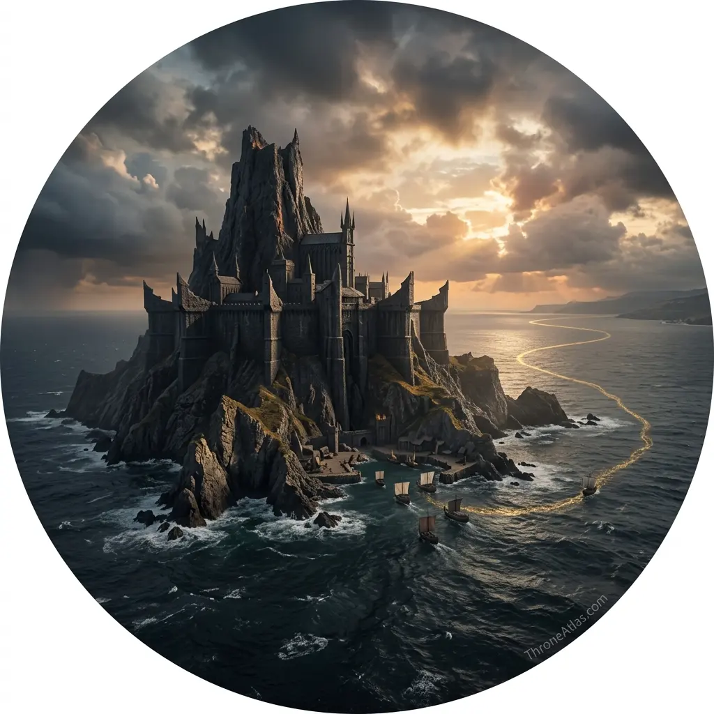 Map of Game of Thrones Season 7 compass rose orientation