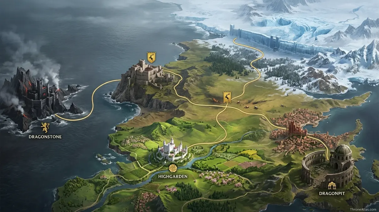 Map of Game of Thrones Season 7 route sequence and travel logic