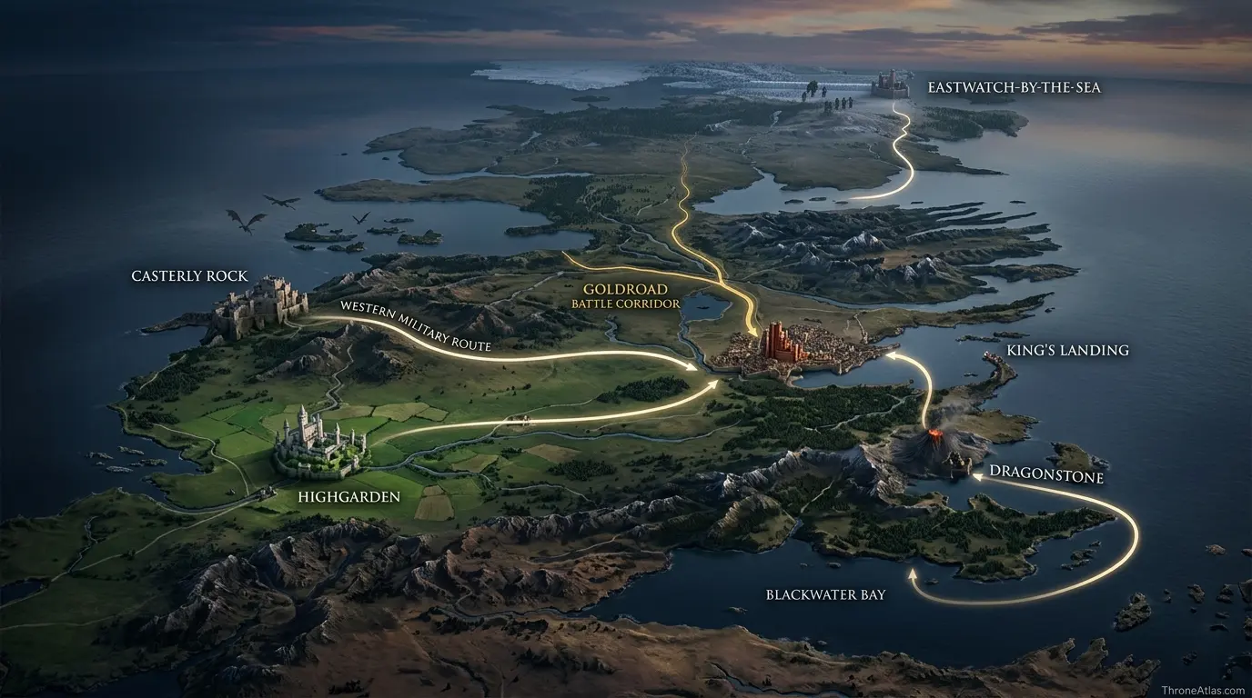 Map of Game of Thrones Season 7 ThroneAtlas compass and related map network