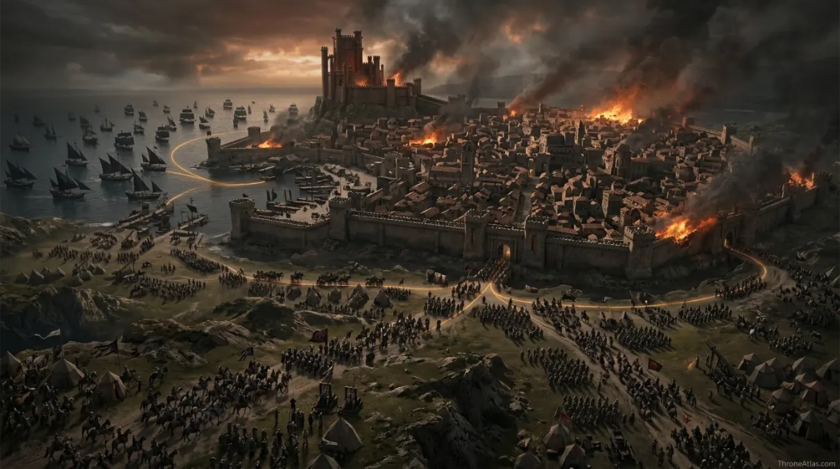 Map of Game of Thrones Season 8 region overview and linked houses