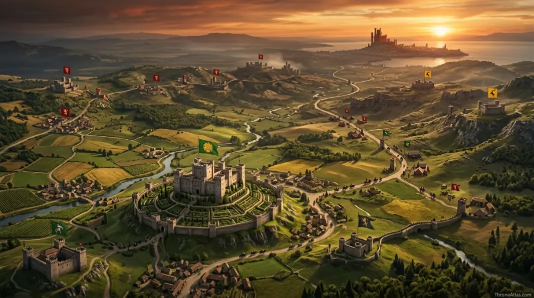 Olenna Tyrell influence map Riverlands road and political crossing