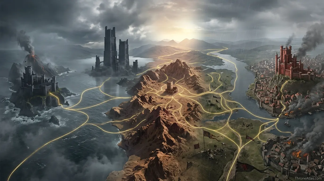 Rhaegar Targaryen locations map route map overview