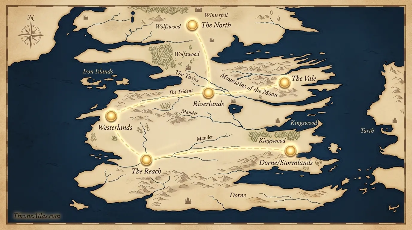 Seven Kingdoms Map complete atlas image with major locations