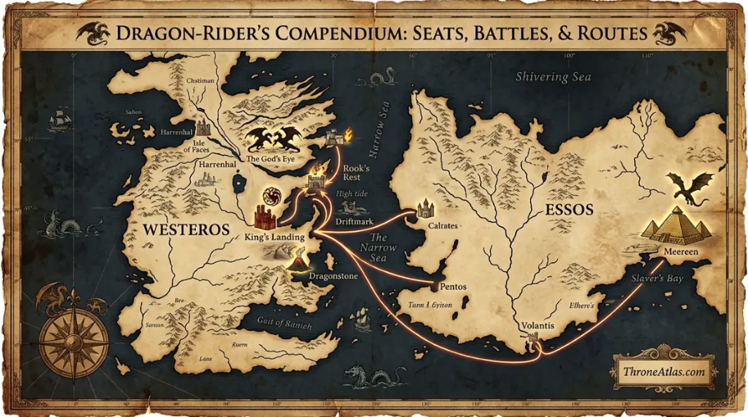 Targaryen Dragon Rider Map broad Westeros atlas map