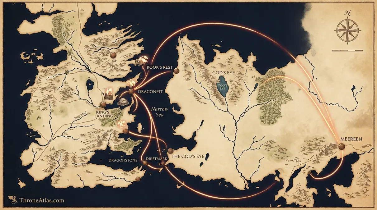 Targaryen Dragon Rider Map complete atlas image with major locations