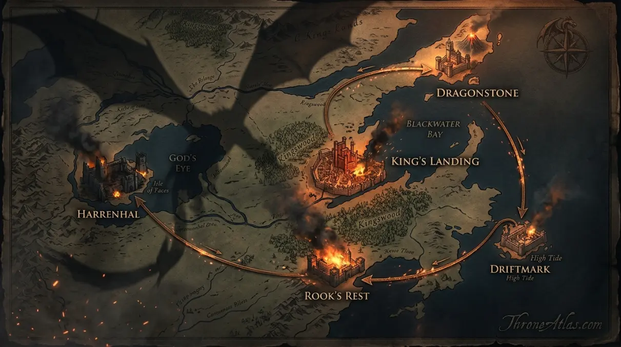 Targaryen Dragon Rider Map compass rose for route orientation