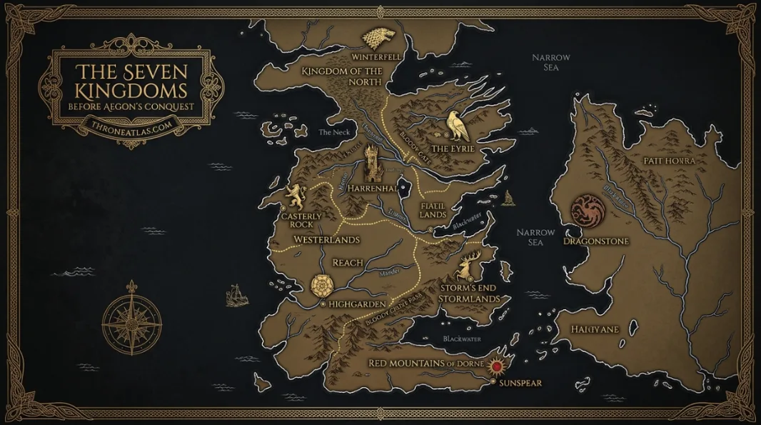 Seven independent kingdoms of Westeros before Aegon's Conquest and the rise of the Iron Throne