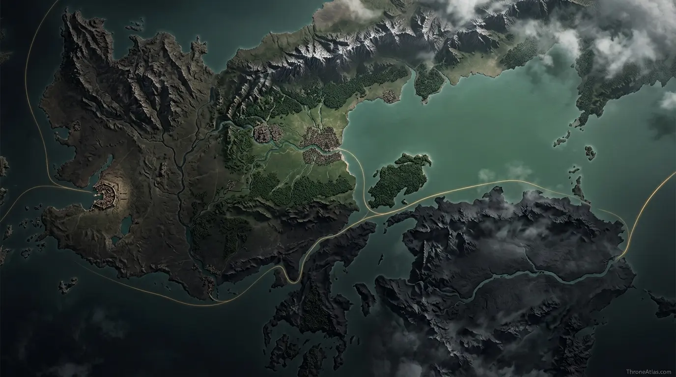 Asshai map hero showing Asshai-by-the-Shadow beside the River Ash at the far eastern Jade Sea