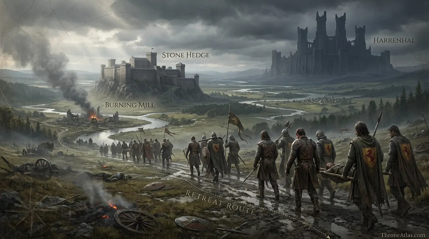 battle of the burning mill map locations, landmarks and geographic context