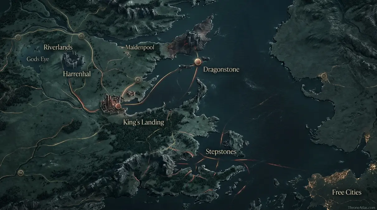 Caraxes Locations Map overview showing major locations and surrounding geography