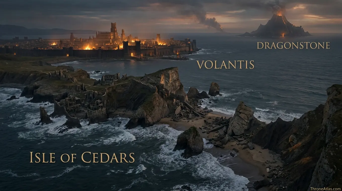 doom of valyria map locations, landmarks and geographic context