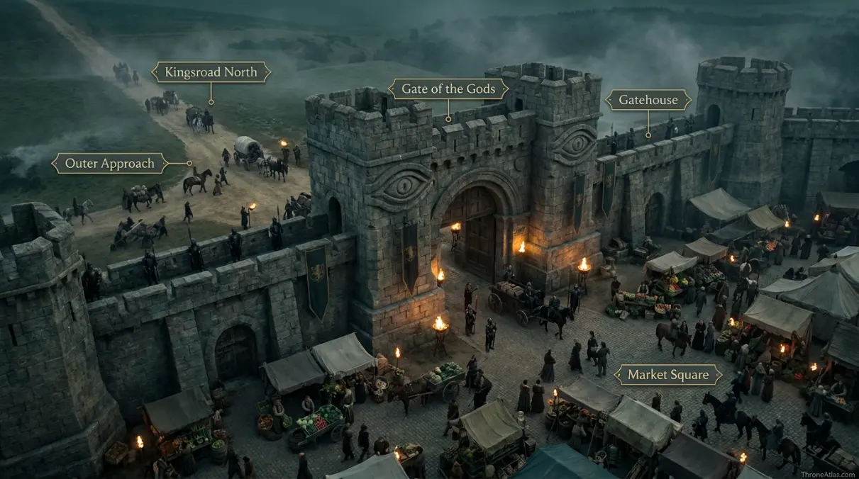 Gate of the Gods Map overview with major landmarks and surrounding geography