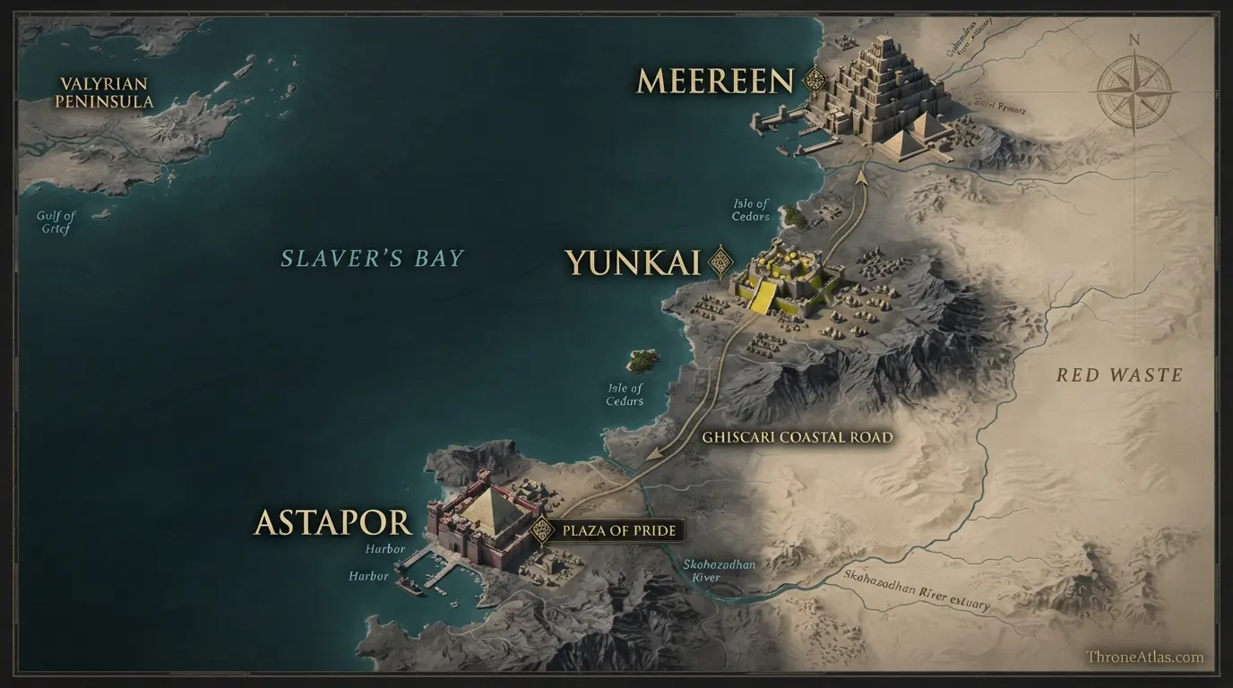 Grey Worm Journey Map overview showing major locations and route geography