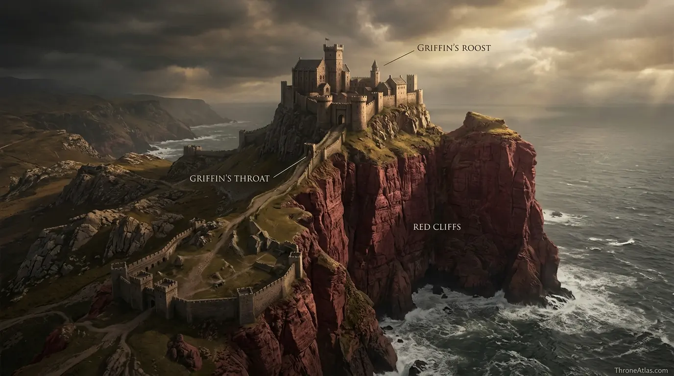 House Connington map showing Griffin’s Roost on Cape Wrath and surrounding Stormlands