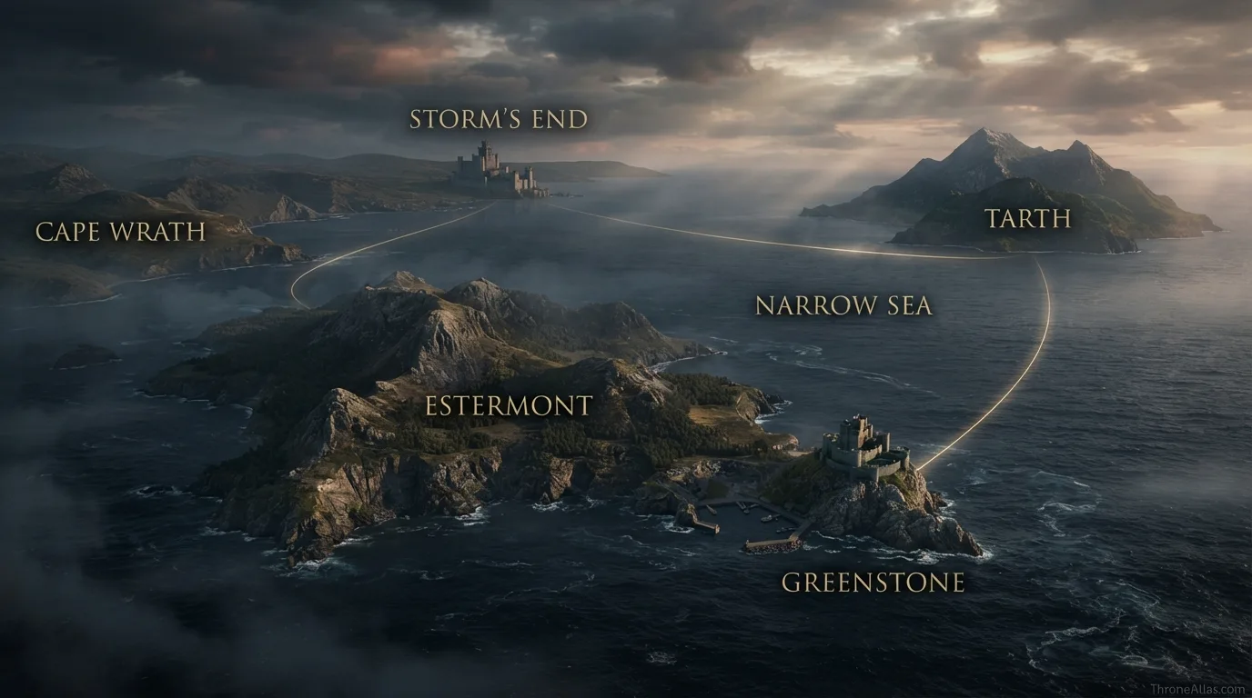 House Estermont Map context map showing surrounding kingdom terrain routes coastlines and political neighbors