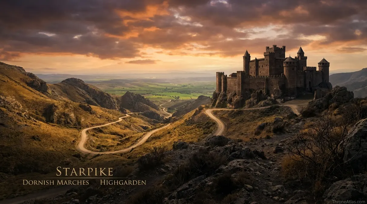 House Peake atlas with Starpike, Dunstonbury, Whitegrove, Highgarden and Dornish Marches