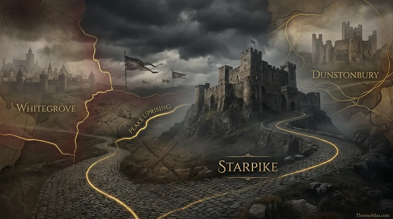 House Peake historical geography showing Starpike and former castles Dunstonbury and Whitegrove